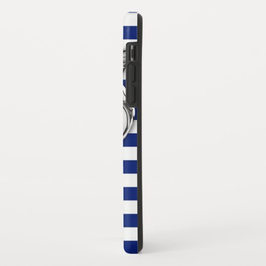 Marlin Fish Chrome on Nautical Stripes Case-Mate iPhone Case (Achterkant/links)