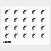 Marlin fish silhouette - Kies achtergrondkleur Ronde Sticker (Vel)