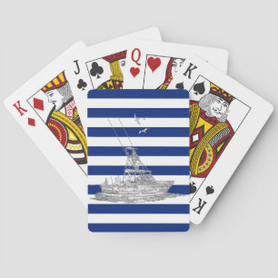 Marlin Fishing Chrome on Navy Stripes Pokerkaarten