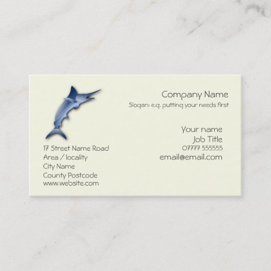 Marlin Logo Big Game Vist Visitekaartje (Voorkant)