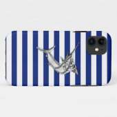 Marlin Szwaardvis Chrome on Nautical Stripes Case-Mate iPhone Case (Achterkant (horizontaal))