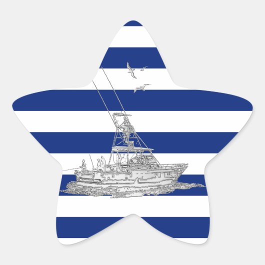 Marlin Vist Chrome over Nautical Stripes Ster Sticker (Voorkant)