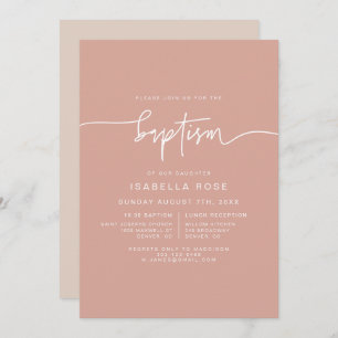 MARLO Boho Blush Pink Baptism Uitnodiging