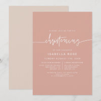 MARLO Boho Blush Pink Christening uitnodiging