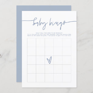 MARLO Boho Dusty Blue Baby shower Bingo Carte de j