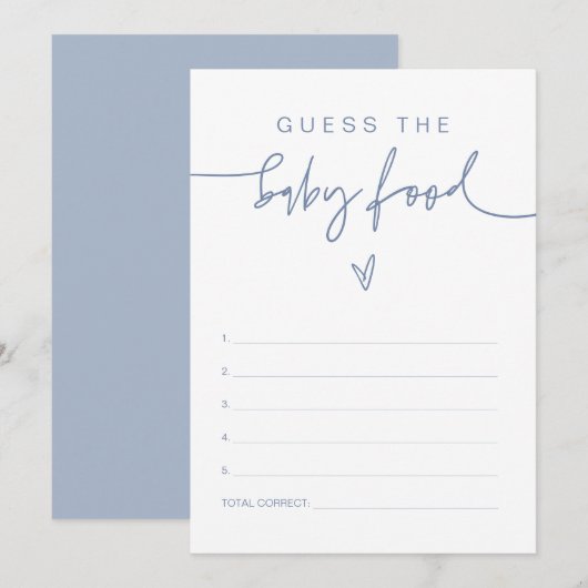 MARLO Boho Dusty Blue Raad het Baby-voedselspel Kaart (Voorkant / Achterkant)