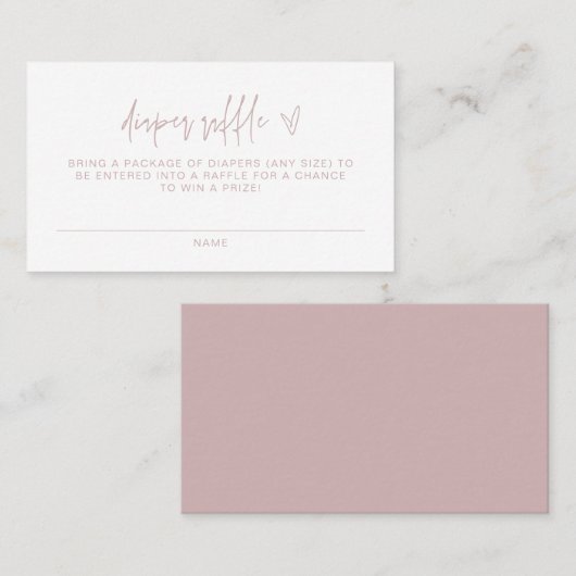 MARLO Boho Dusty Rose Baby Diaper Raffle Ticket (Devant / Derrière)