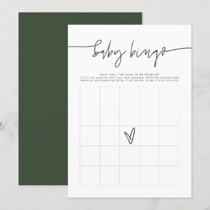MARLO Boho Forest Green Baby shower Bingo Kaart