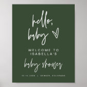 MARLO Boho Forest Green Baby shower Welcome Poster (Voorkant)
