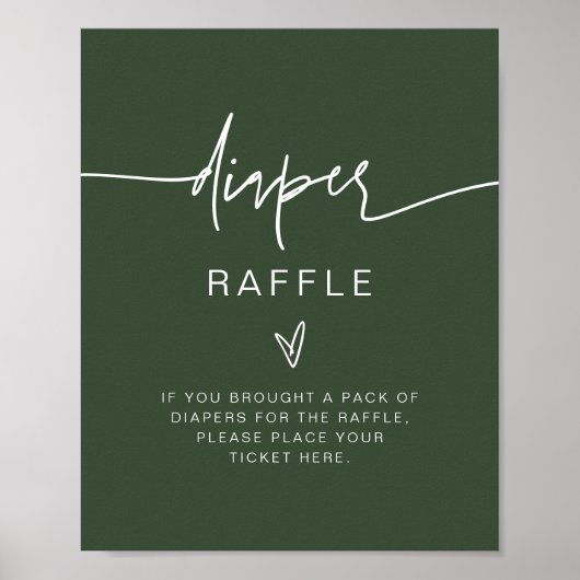 MARLO Boho Forest Green Diaper Raffle Game Sign Poster (Voorkant)