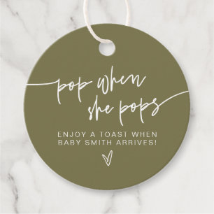 MARLO Boho Olive Green Pop als ze Pop Bedankjes Labels