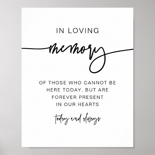 MARLO Bold Contemporary In Loving Memory Bord Poster (Voorkant)