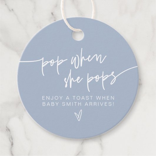 MARLO Dusty Blue Pop als haar Poppen Favor F Bedankjes Labels (Voorkant)