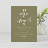 MARLO Modern Bohemian Olive Green Baby shower Kaart (Staand voorkant)