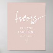 MARLO Modern Boho Blush Pink Favors Sign Poster (Voorkant)
