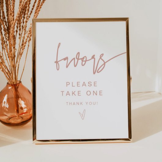 MARLO Modern Boho Blush Pink Favors Sign Poster