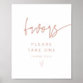 MARLO Modern Boho Blush Pink Favors Sign Poster (Voorkant)