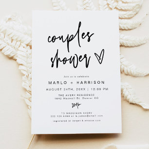 MARLO Modern Boho Bold Heart Couples Shower Kaart