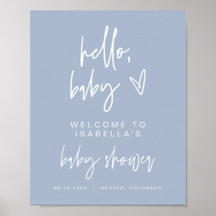 MARLO Modern Boho Dusty Blue Baby shower Welkom Poster