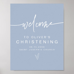 MARLO Modern Boho Dusty Blue Christening Welkom Poster