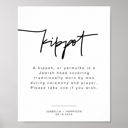 MARLO Modern Bold Kippot Kippah Wedding Poster (Voorkant)