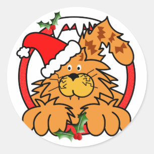 Marmalade Cat met Kerstmis Ronde Sticker