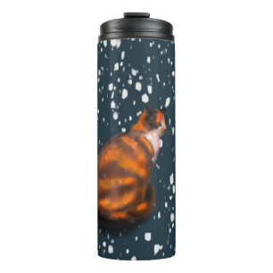 Marmalade kat in sneeuw thermosbeker