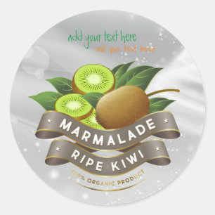 Marmalade Ripe Kiwi Jam Ronde Sticker Label