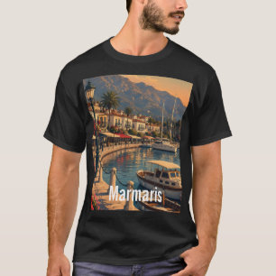 Marmaris Kusthaven Retro Kunst Heren T-shirt