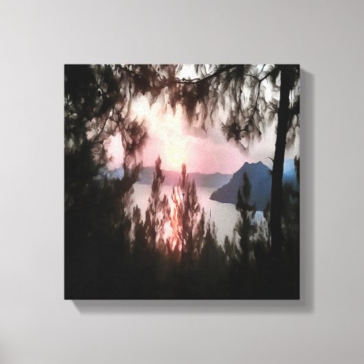 Marmaris Sunset omgevormd door palmbomen Canvas Afdruk (Voorkant)