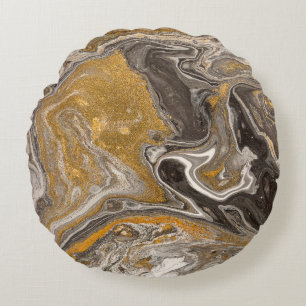 Marmeerbare abstracte acrylachtergrond. Natuur mar Rond Kussen