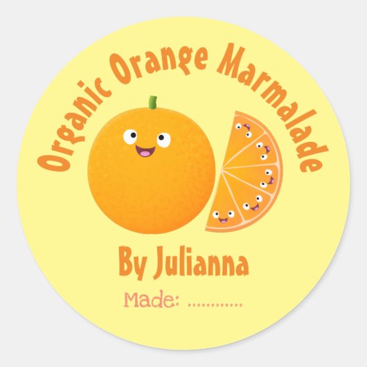 Marmelade d'orange joli dessin animé étiquette (Devant)
