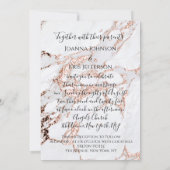 Marmer 3D Roos Gold Wedding Glitter Uitnodiging (Achterkant)