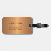 Marmer abstract schilderij koper zwart monogram bagagelabel (Achterkant horizontaal)