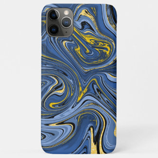 Marmer Abstract Zwemelen Blauw Zwart Glitter iPhone 11 Pro Max Hoesje