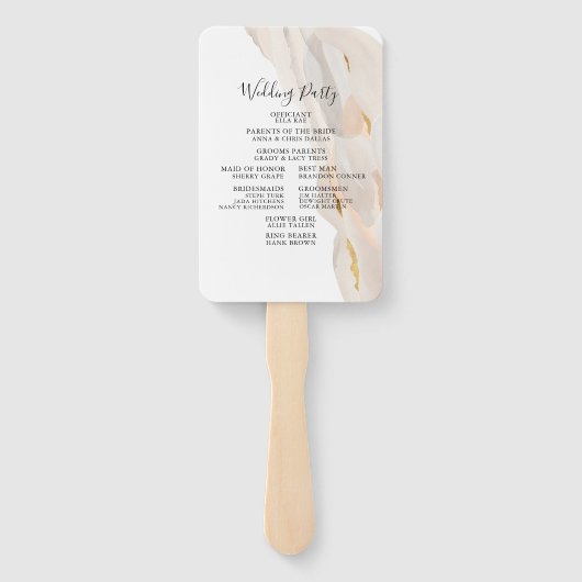 Marmer Abstracte bruiloft programma fan Handwaaier (Achterkant)