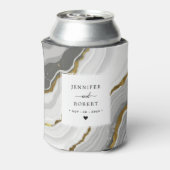 Marmer Agaat Goud Glitter Monogram Trouwnamen Blikjeskoeler (Blikje Achterkant)