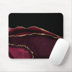 Marmer Agate Chic Zwart Paars Goud Glitters Muismat