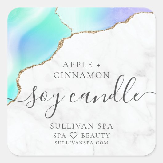 Marmer Agate Gold Foil Soy Candle Label (Voorkant)