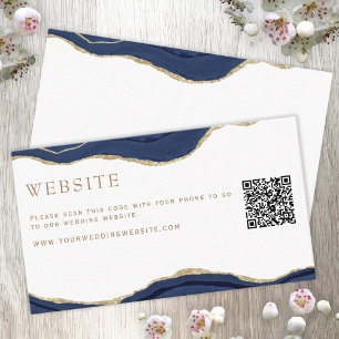 Marmer Agate Gold Glitter Wedding Website QR Informatiekaartje