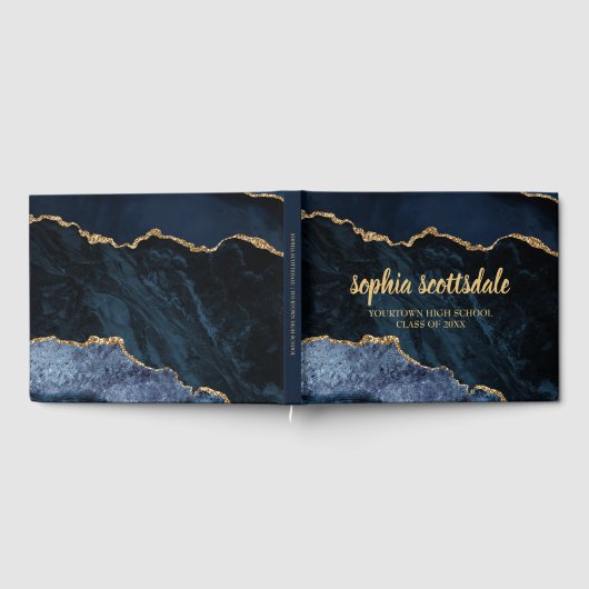 Marmer Agate Graduation Party (Scheepsblauwe goudm Gastenboek (Volledig)