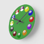 Marmer Ball Green Felt Pool Clock Ronde Klok (Hoek)