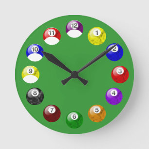 Marmer Ball Green Felt Pool Clock Ronde Klok