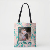 marmer Best Mam ooit roze en Blue Canvas tas (Voorkant)