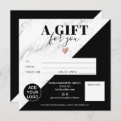 Marmer black block square gift logo (Voorkant / Achterkant)