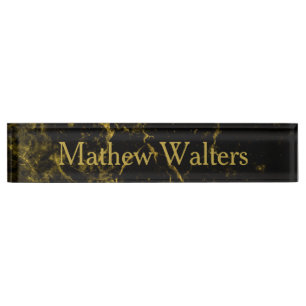 Marmer Black met Gold Custom Naambordje