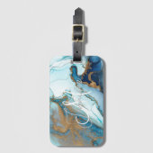 marmer blauwgroen turquoise indigo blue agate Mono Bagagelabel (Voorkant (verticaal))