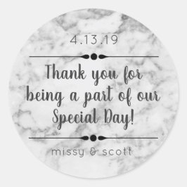 Marmer Bruiloft Dag Favor Labels
