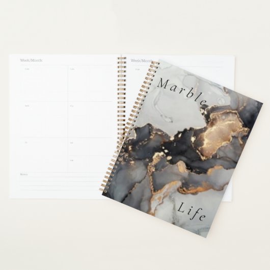 Marmer bruin, zwart, wit, met goudplanner planner (Display)