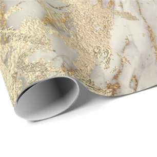 Marmer Champaigne Gold Grey Metal Stroke Cadeaupapier